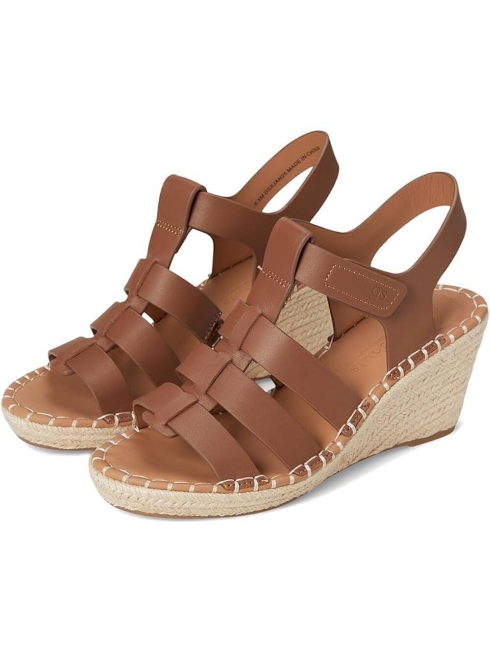 Gentle Souls Kenneth Cole 8 CAPELIN Luggage Brown Leather Espadrille Wedge